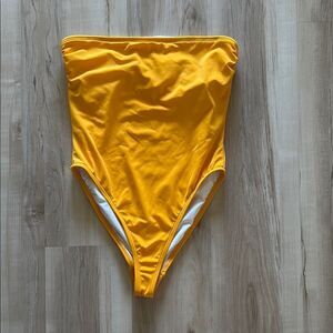 Urban Outfitters yellow strapless One-Piece Swimsuit
